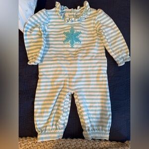 Striped Blue and White girls One Piece